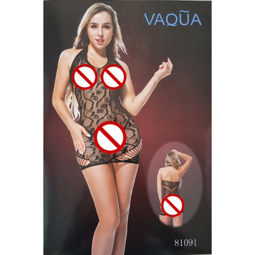 VAQUA Womens Elastic Full Body Open Crotch Net Bodystockings Bodysuit (2)